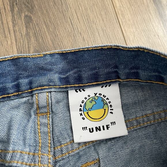 UNIF Vintage Womens Size 28 Relaxed Fit Denim Jean Wide Leg Loose Mid Rise Y2K - Picture 5 of 9